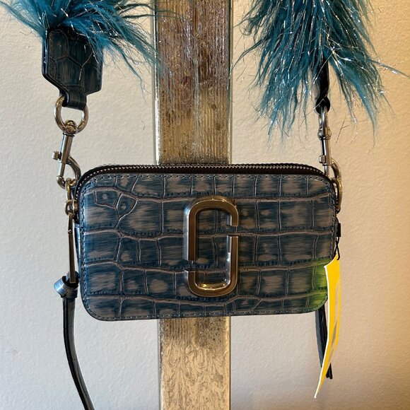 Marc Jacobs Harbor Blue Multi Snapshot Bag with Faux Fur - Picture 4 of 8